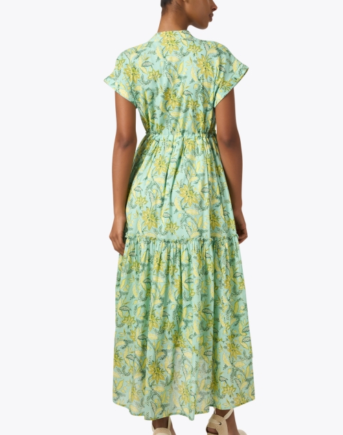 Back image - Ro's Garden - Mumi Green Floral Print Cotton Dress