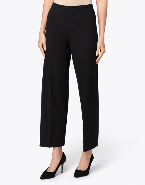 Front image - Piazza Sempione - Amandine Black Stretch Wool Wide Leg Ankle Pant