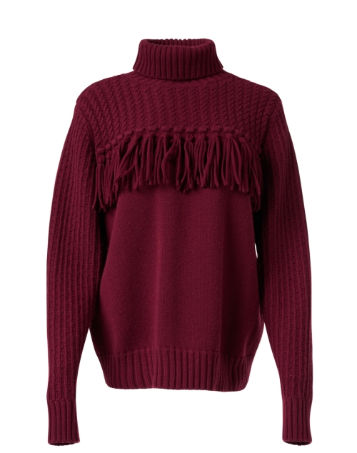 Product image - Jason Wu - Burgundy Wool Fringe Turtleneck Sweater