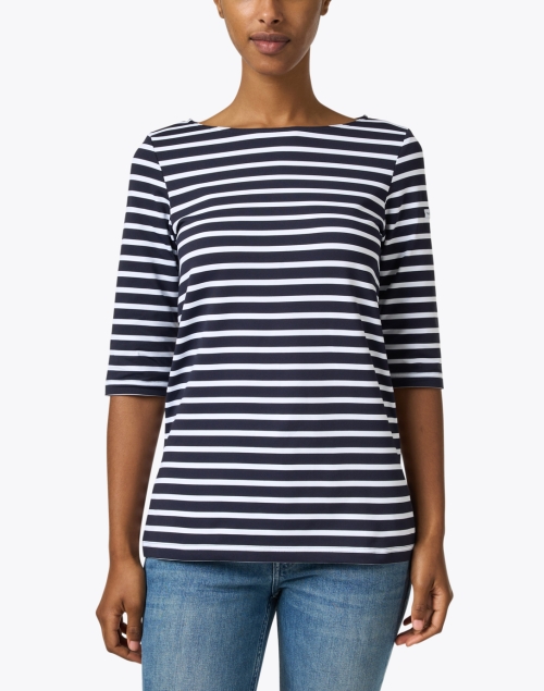 Front image - Saint James - Phare Navy and White Striped Shirt