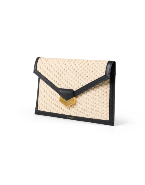 Front image - DeMellier - London Raffia and Leather Clutch 