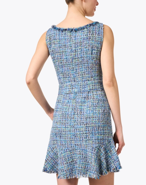 Back image - Santorelli - Celine Blue Tweed Sheath Dress