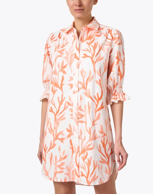 Front image - Finley - Miller White and Coral Print Shirt Dress