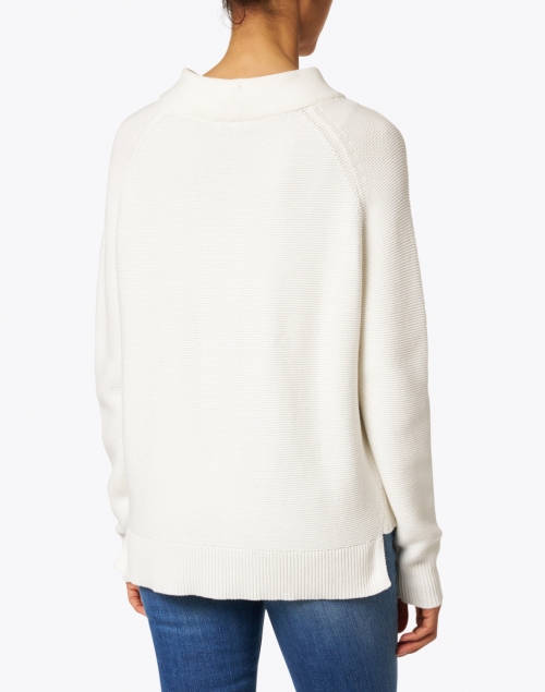 Back image - Kinross - White Cotton Garter Stitch Sweater