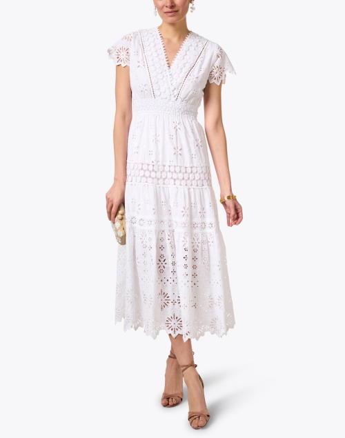 White Embroidered Cotton Eyelet Dress