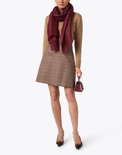 Ricamo Brown Plaid Wool Skirt