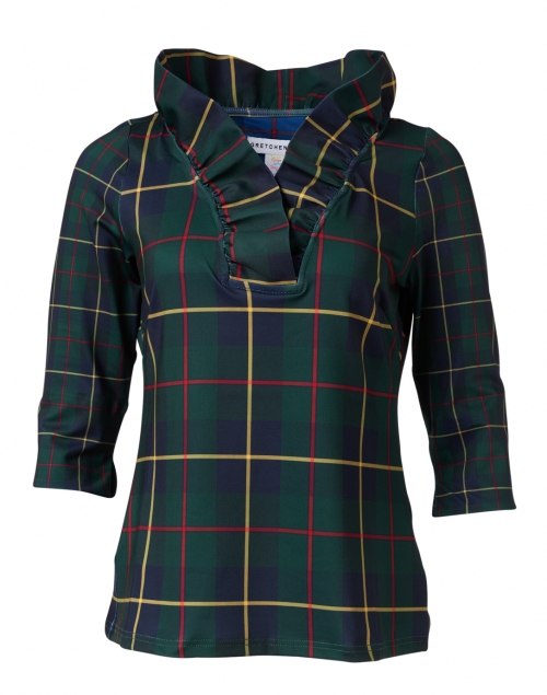 Product image - Gretchen Scott - Plaidly Green Plaid Ruffle Neck Top