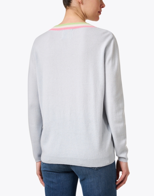 Back image - Jumper 1234 - Light Blue Contrast Stripe Cashmere Sweater