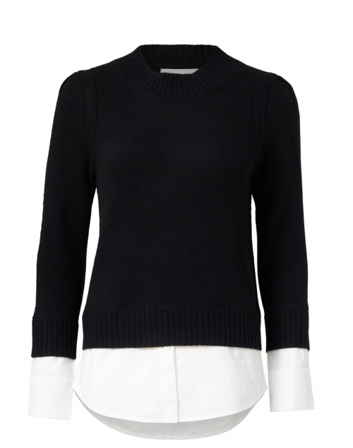 Product image - Brochu Walker - Eton Black Wool Cashmere Sweater with White Underlayer