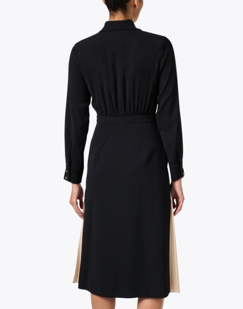 Back image - Max Mara Studio - Jacopo Black and Ivory Pleated Dress 