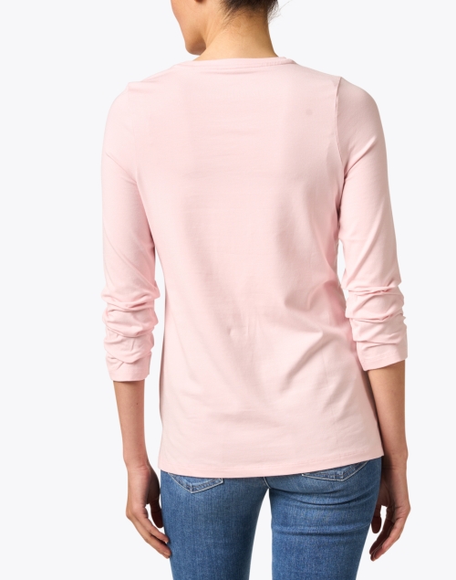 Back image - E.L.I. - Pale Pink Pima Cotton Ruched Sleeve Tee