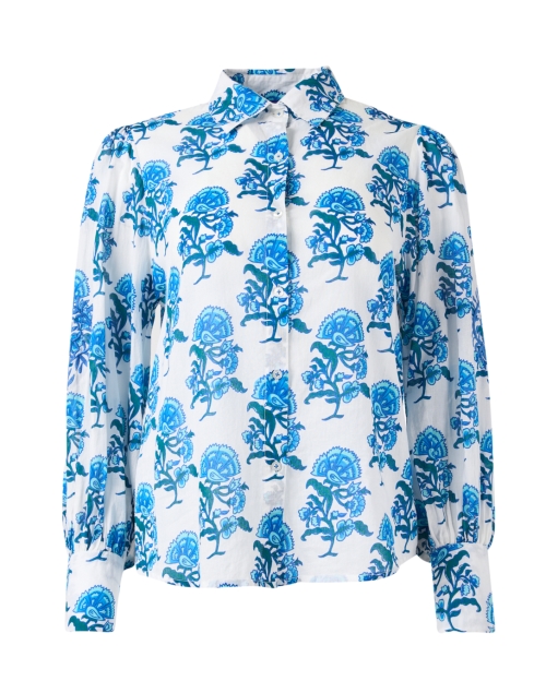 Product image - Ro's Garden - Norway Blue and White Floral Cotton Shirt
