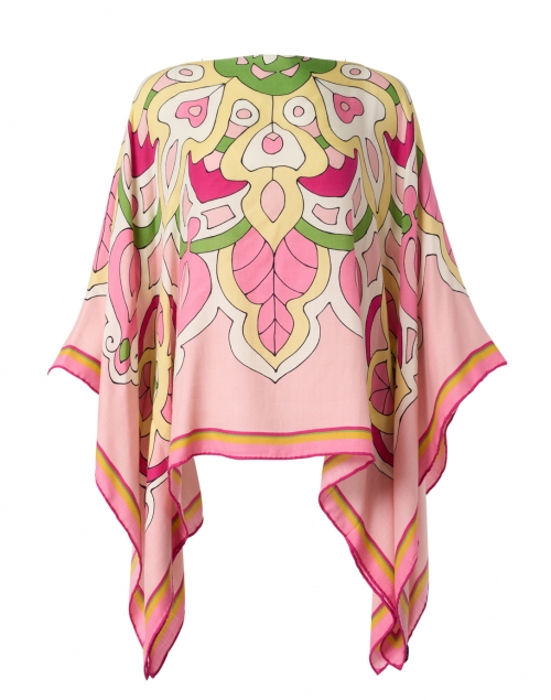 Product image - Rani Arabella - Savoia Pink Printed Cashmere Silk Wool Poncho