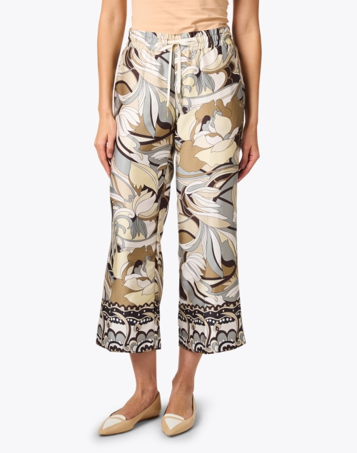 Front image - Cambio - Clara Neutral Print Pull On Pant