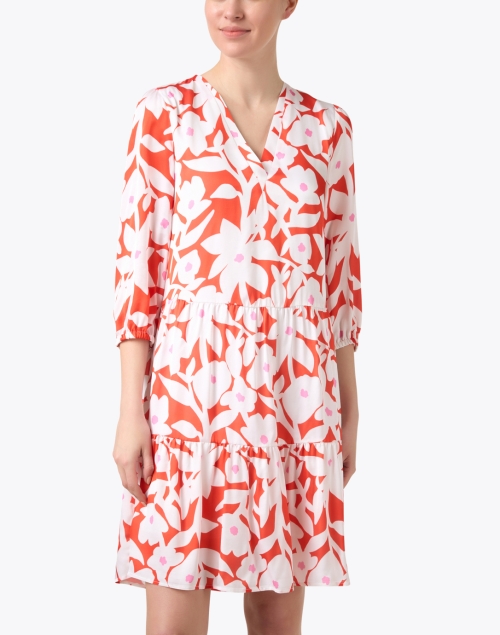 Front image - Marc Cain - Coral Floral Print Dress