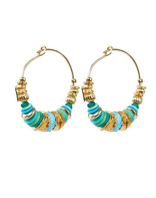 Product image - Gas Bijoux - Aloha Gold, Blue and Green Hoop Earrings