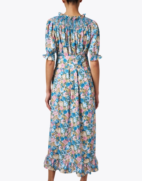 Back image - Loretta Caponi - Loretta Blue Multi Floral Print Cotton Dress