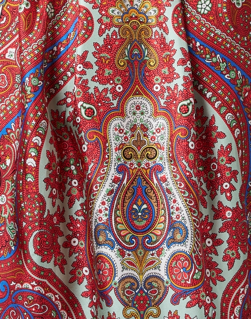 Fabric image - Rani Arabella - Red Paisley Print Silk Shirt Dress