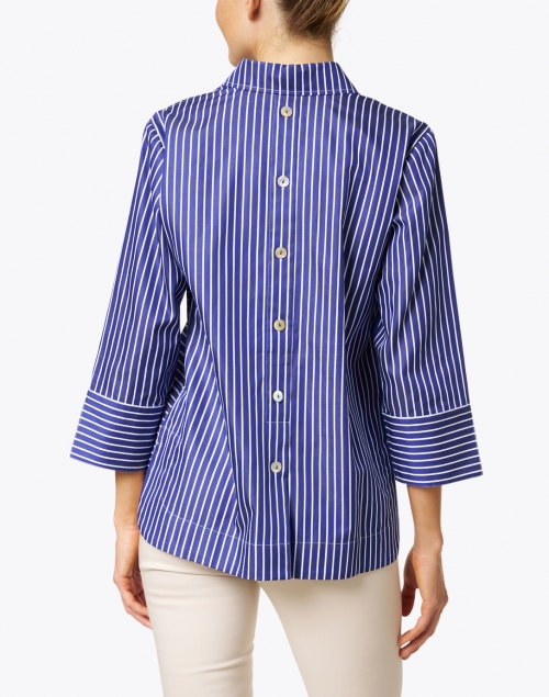 Hinson Wu - Aileen Marine Blue and White Striped Cotton Shirt