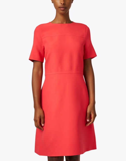 Front image - Lafayette 148 New York - Poppy Red Wool Silk Sheath Dress