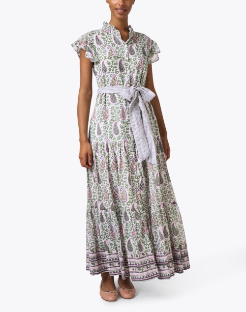 Front image - Oliphant - Green and Pink Paisley Cotton Dress