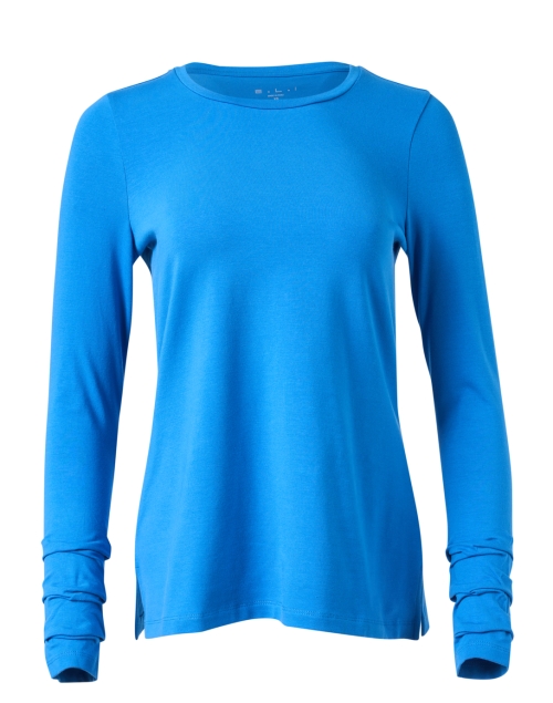 Product image - E.L.I. - Blue Pima Cotton Ruched Sleeve Top