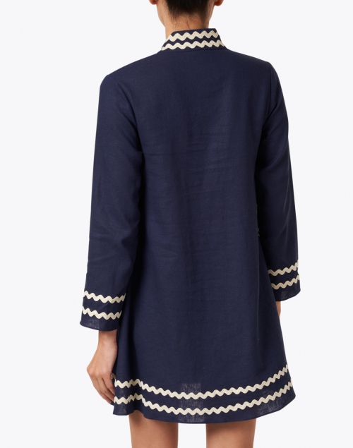 Sail to Sable - Navy with Beige Linen Blend Dress
