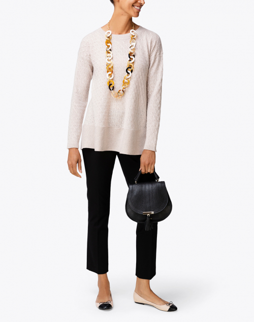 St. Tropez Beige Cable Knit Cashmere Sweater