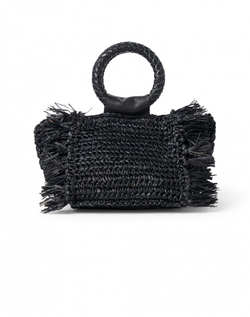 Back image - Laggo - Capri Black Raffia Circle Top Handle Bag