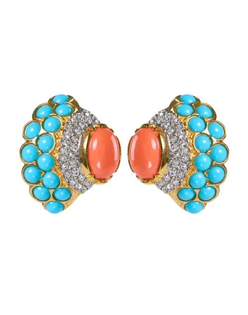 Kenneth Jay Lane Coral and Turquoise Clip Earring