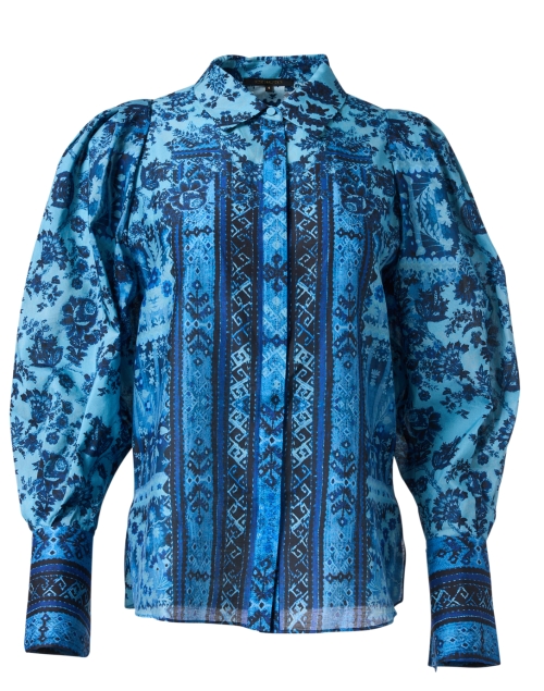 Product image - Kobi Halperin - Lulu Blue Print Cotton Silk Blouse