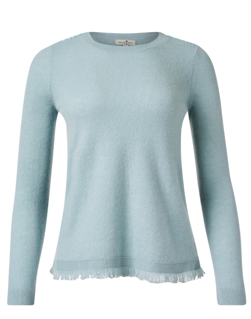 Product image - Cortland Park - Sea Blue Cashmere Fringe Sweater