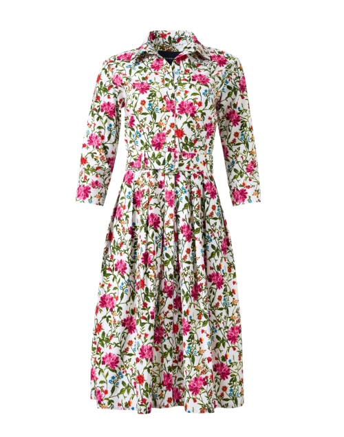 Samantha Sung Audrey White Floral Print Cotton Stretch Dress