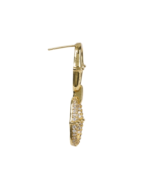 Back image - FALLON - Gold Pave Link Drop Earrings