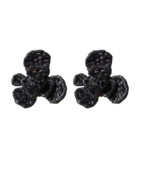 Product image - Oscar de la Renta - Black Flower Raffia Clip Earrings