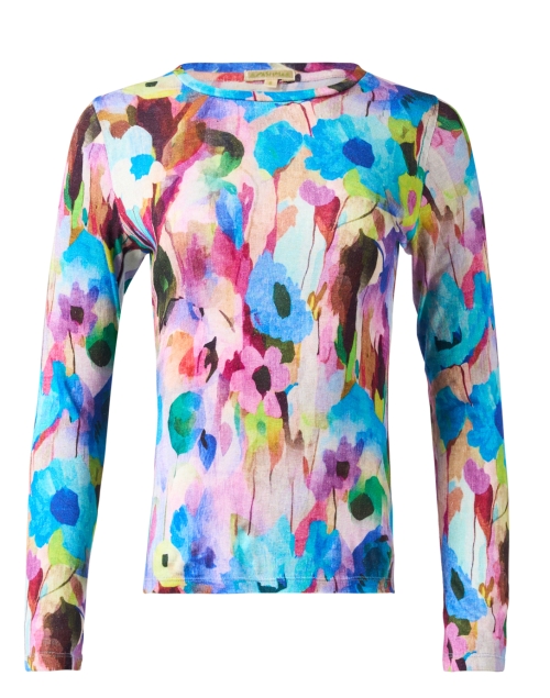 Product image - Pashma - Blue Multi Abstract Print Cashmere Silk Sweater