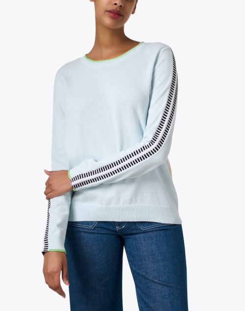 Front image - Lisa Todd - On Track Blue Contrast Sweater