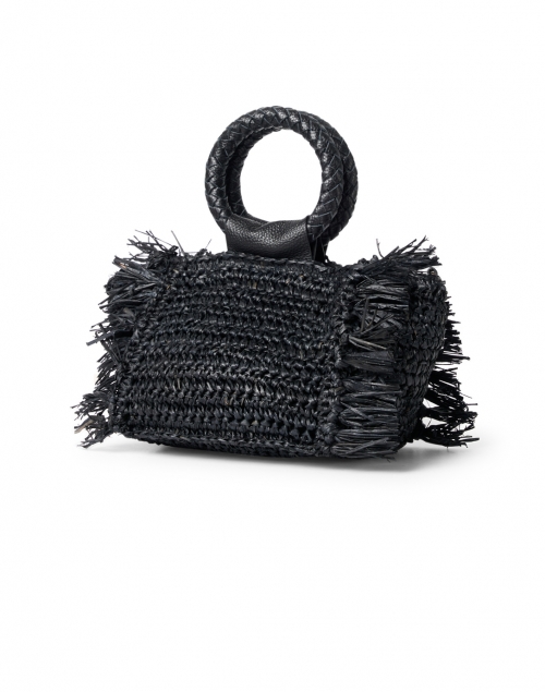 Front image - Laggo - Capri Black Raffia Circle Top Handle Bag
