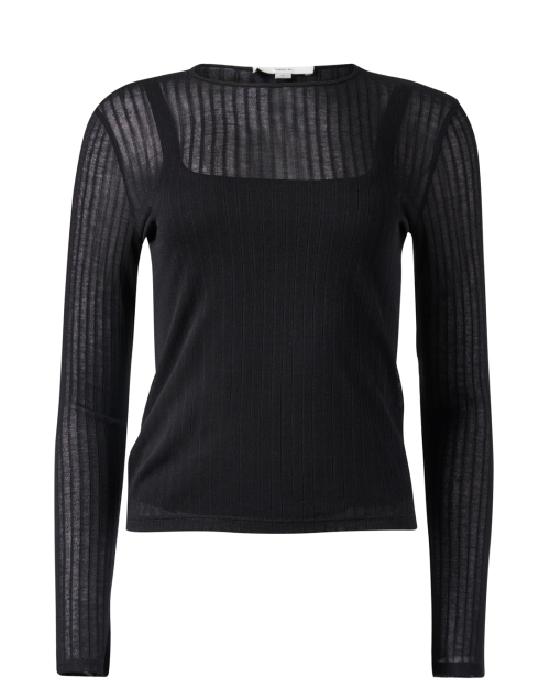 Product image - Vince - Black Sheer Lined Rib Knit Top 