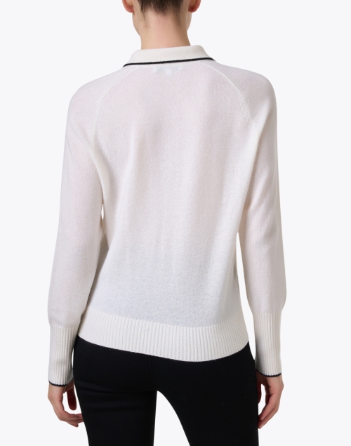 Back image - White + Warren - Ivory Cashmere Polo Sweater 