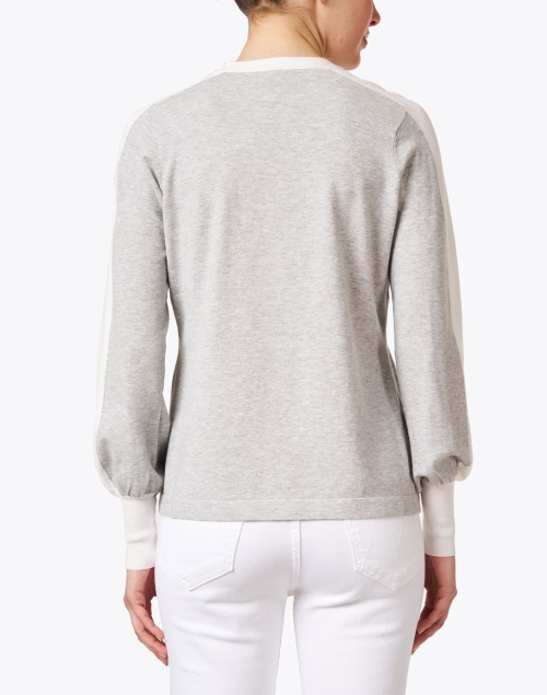 Back image - J'Envie - Grey and White V-Neck Sweater
