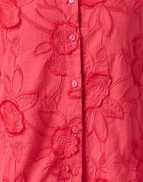 Fabric image - Hinson Wu - Margot Coral Embroidered Floral Cotton Blouse