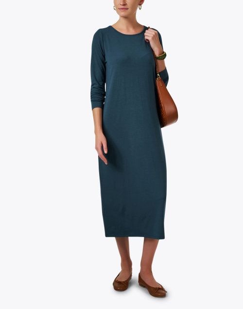 Look image - Eileen Fisher - Teal Stretch Jersey Dress