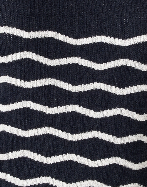 Fabric image - Blue - Navy Wave Stripe Cotton Sweater