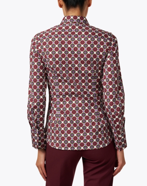 Back image - Caliban - Cream and Red Geo Print Stretch Cotton Shirt