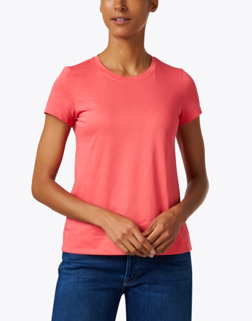Front image - Lafayette 148 New York - The Modern Coral Cotton Tee
