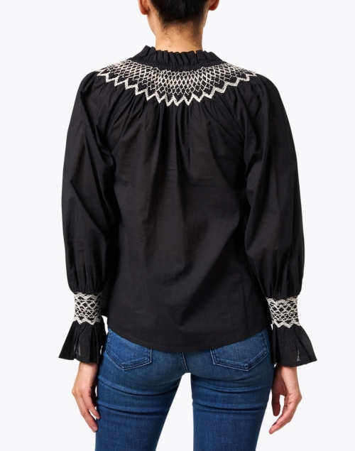 Back image - Figue - Charlie Black Embroidered Cotton Top