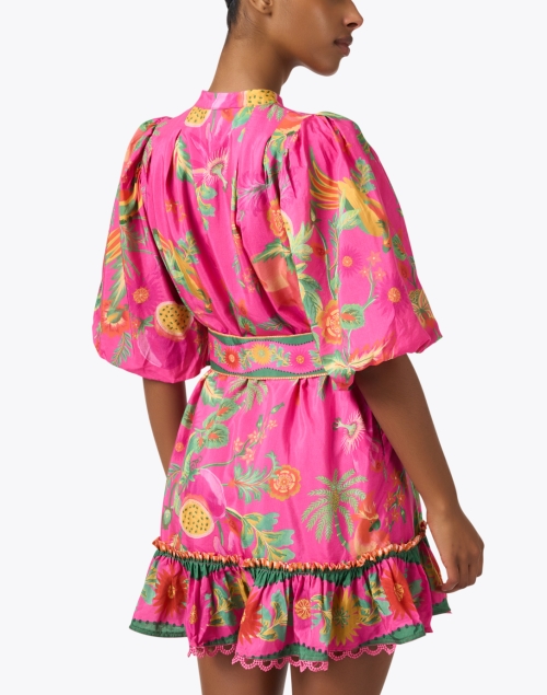 Back image - Farm Rio - Pink Print Shirt Dress