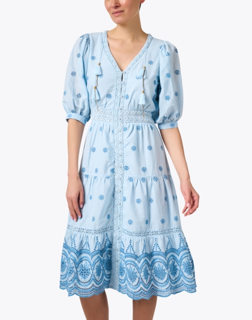 Front image - Bell - Ann Blue Eyelet Cotton Dress