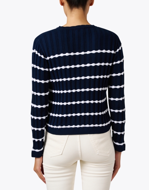 Back image - Blue - Navy Cotton Stripe Sweater